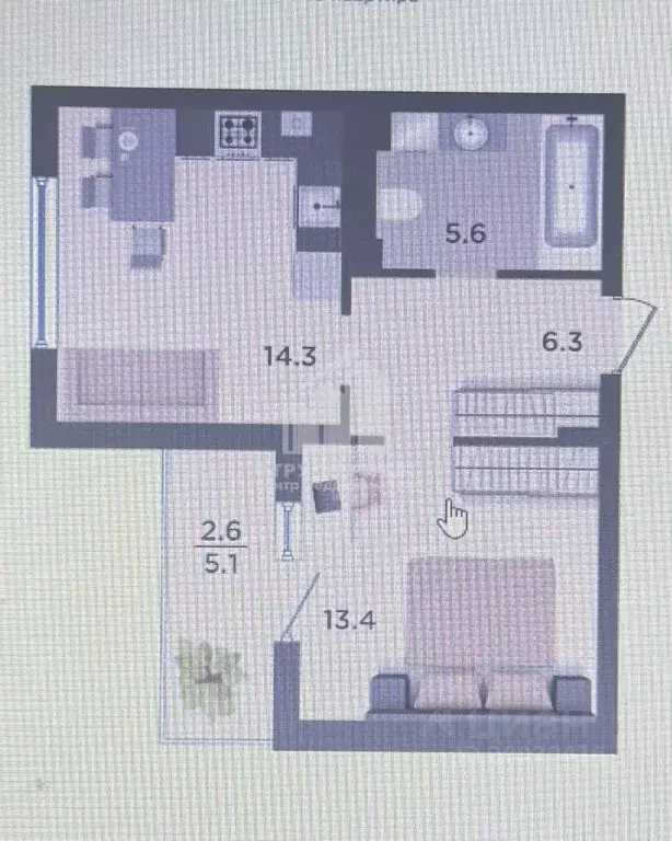 1-к кв. Калининградская область, Гурьевский муниципальный округ, пос. ... - Фото 2