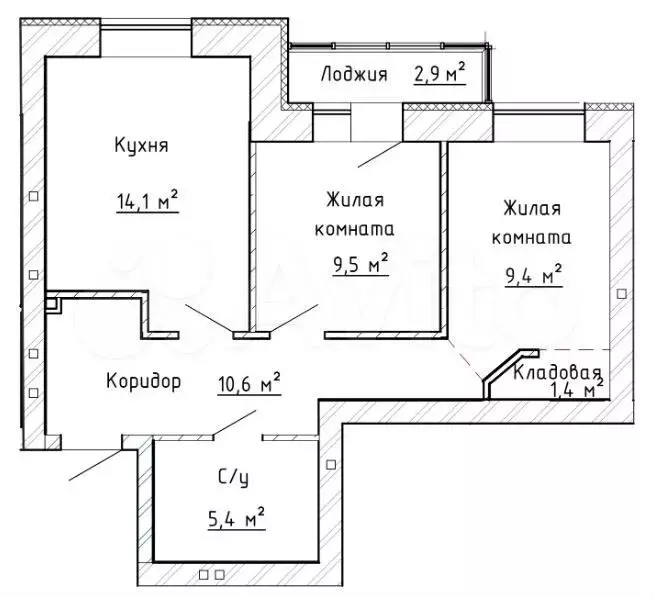 2-к. квартира, 51,9 м, 2/8 эт. - Фото 1