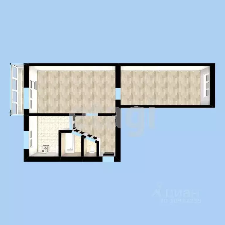 2-к кв. Башкортостан, Стерлитамак Вокзальная ул., 22А (44.0 м) - Фото 1