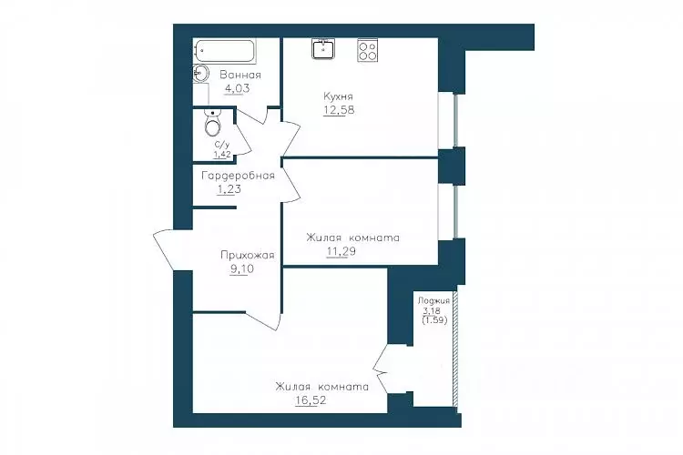 2-к кв. Вологодская область, Череповец 107-й мкр, ГринВилль жилой ... - Фото 1
