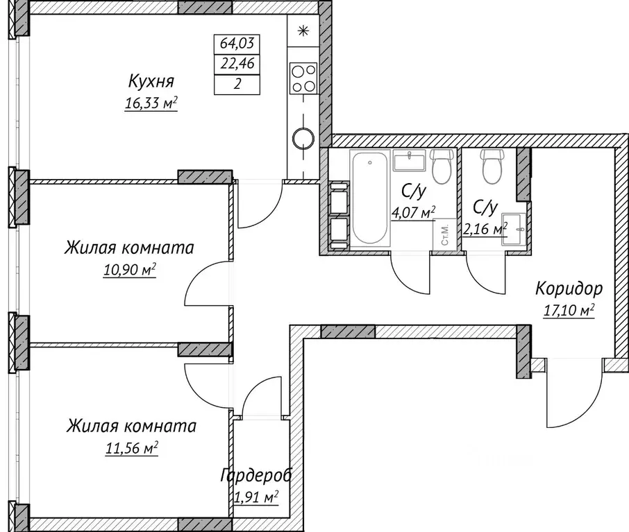 2-к кв. Нижегородская область, Нижний Новгород Сахарный Дол жилой ... - Фото 1