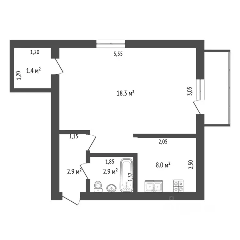 1-к кв. Тюменская область, Тюмень Одесская ул., 51 (31.0 м) - Фото 1