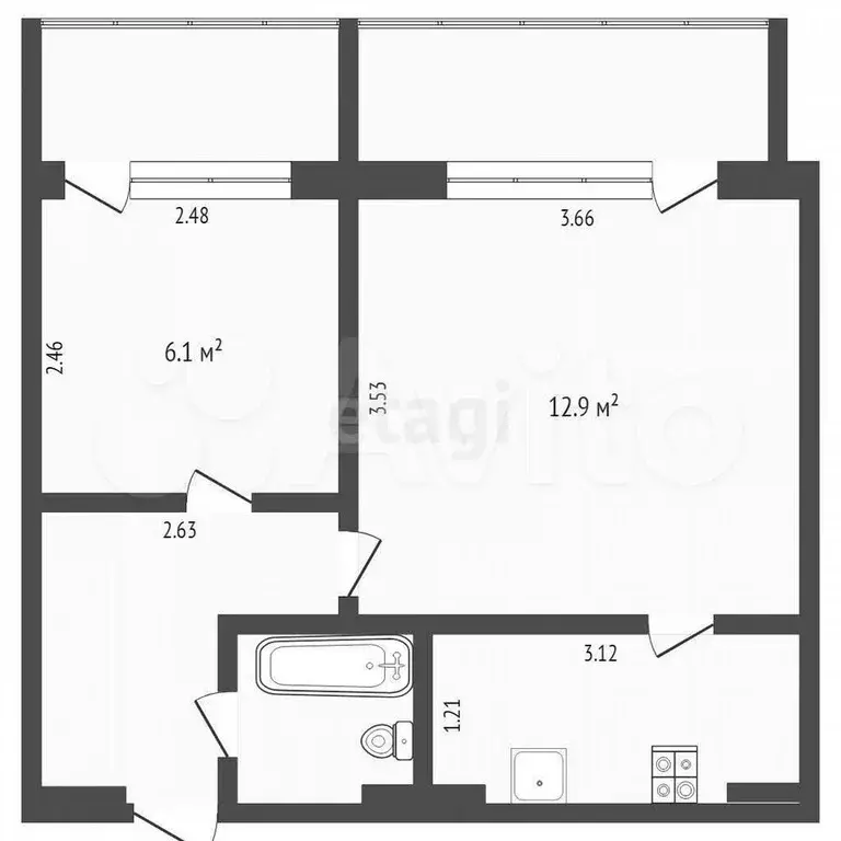 1-к. квартира, 30 м, 2/8 эт. - Фото 0