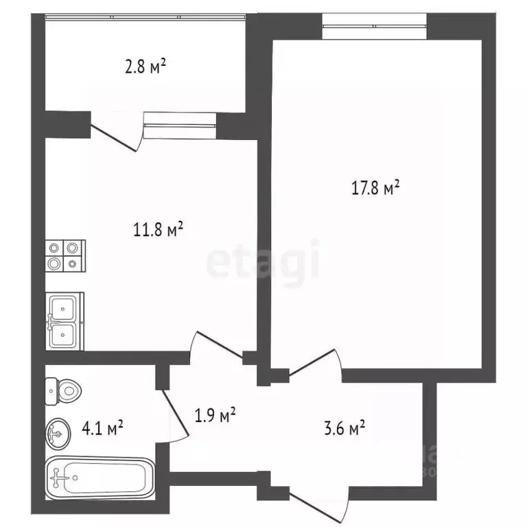 1-к кв. Ханты-Мансийский АО, Сургут ул. Грибоедова, 10 (40.6 м) - Фото 1