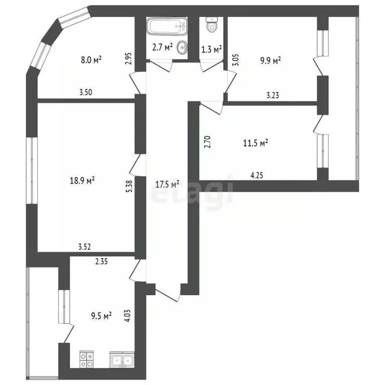 4-к кв. Белгородская область, Белгород ул. Королева, 6 (98.0 м) - Фото 1