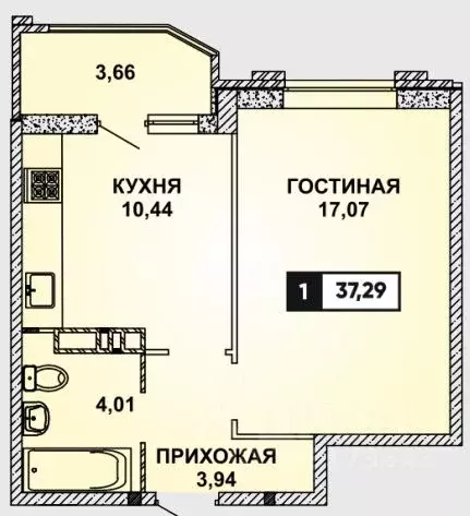 1-к кв. Краснодарский край, Краснодар ул. Конгрессная, 27 (38.0 м) - Фото 0