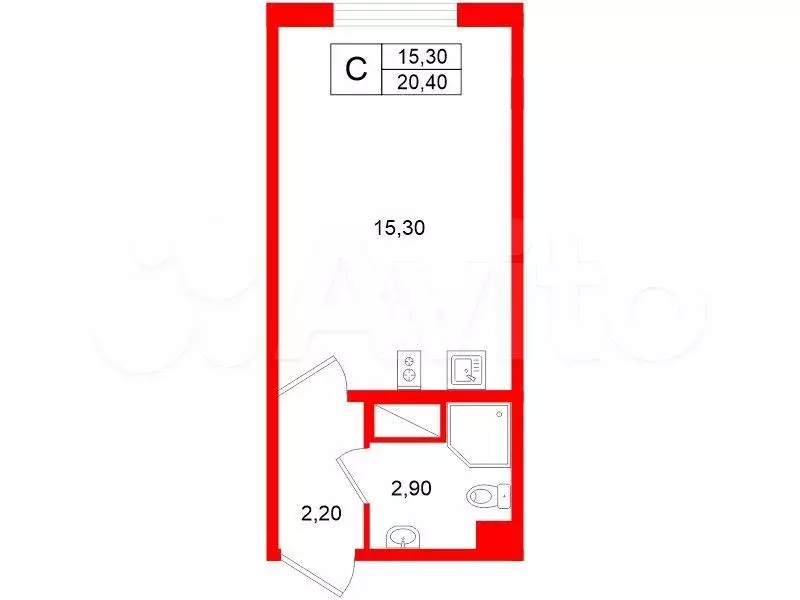 Квартира-студия, 20,4 м, 24/25 эт. - Фото 0