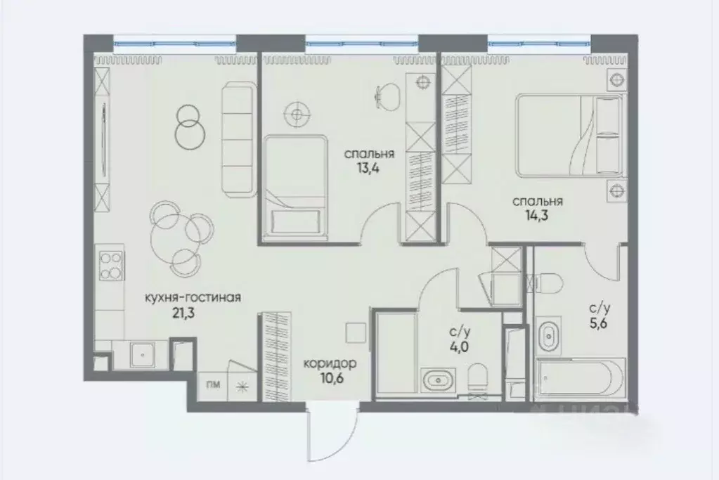 3-к кв. Москва ул. Нижние Мневники, 20 (70.0 м) - Фото 2
