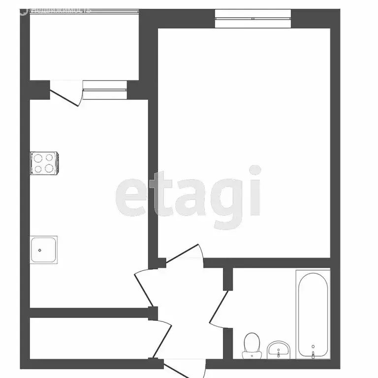 1-комнатная квартира: Тюмень, улица Газовиков, 14 (28.7 м) - Фото 0