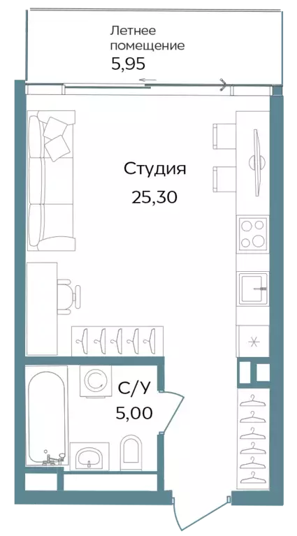 квартира-студия, 36.25 м - Фото 0