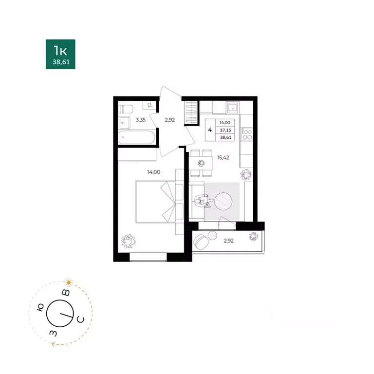 1-к кв. Ярославская область, Ярославль Северный жилрайон, 15-й мкр, 1 ... - Фото 1