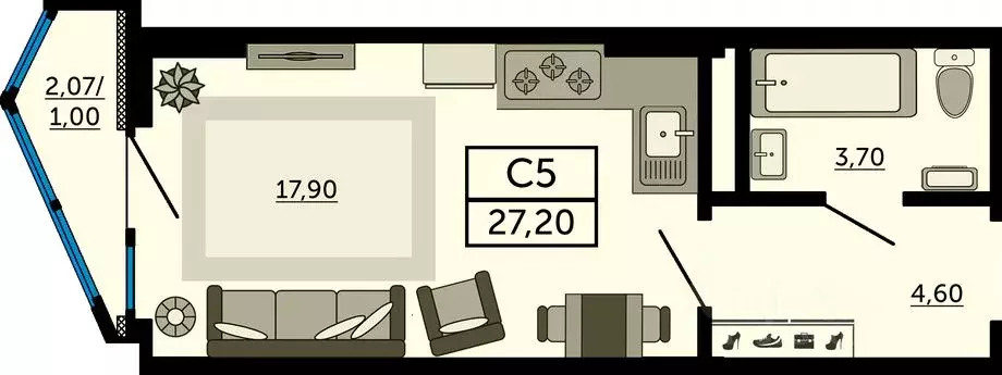 Студия Ростовская область, Ростов-на-Дону Северный мкр, просп. ... - Фото 1