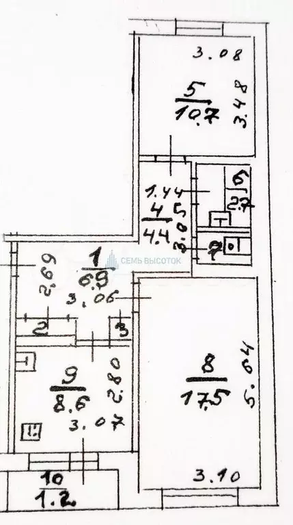 2-к. квартира, 54,5 м, 3/5 эт. - Фото 0