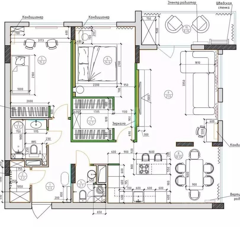 3-к кв. Татарстан, Казань ул. Генерала Ерина, 5Д (92.5 м) - Фото 2