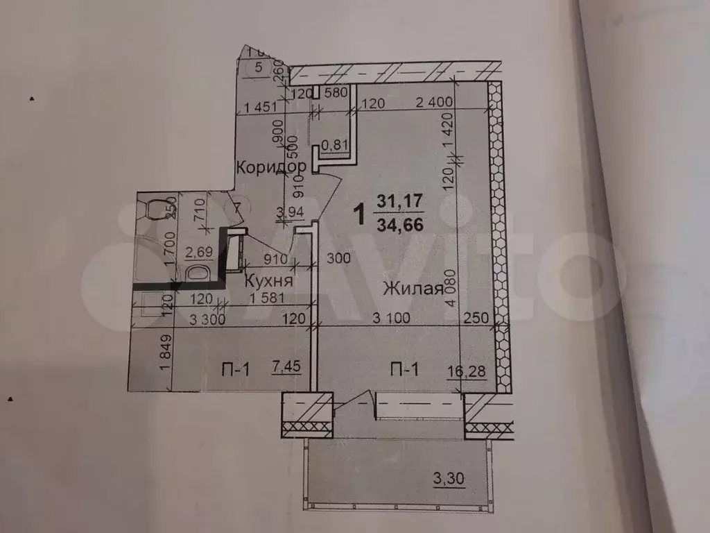 1-к. квартира, 34,7 м, 4/9 эт. - Фото 0