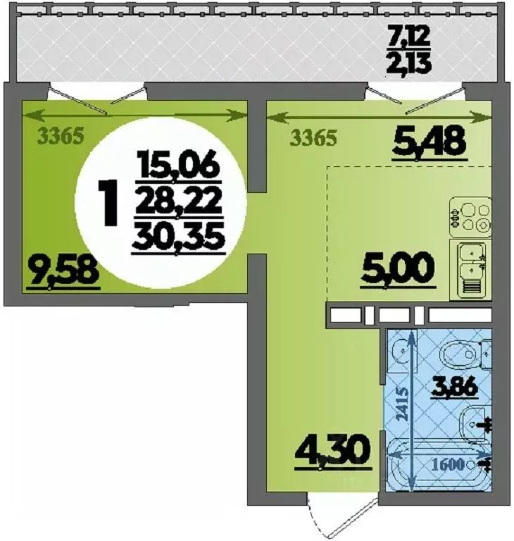 Студия Краснодарский край, Новороссийск Город у Моря жилой комплекс ... - Фото 1