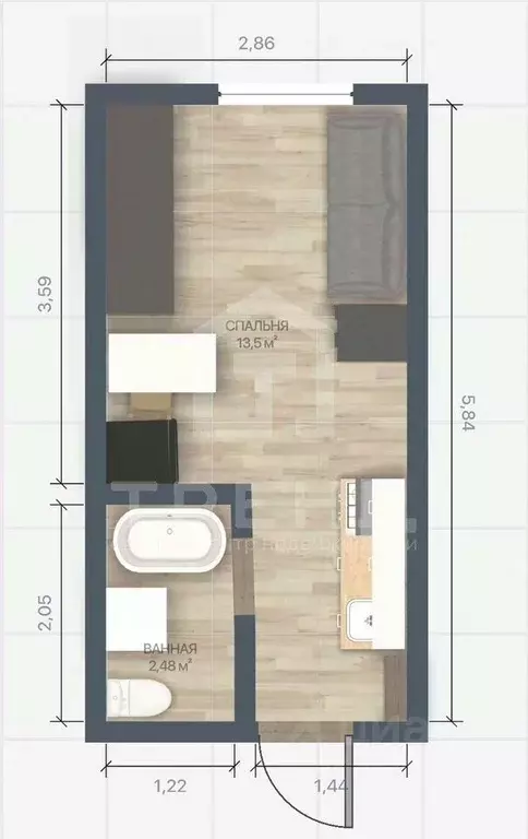 Комната Санкт-Петербург Старорусская ул., 5/3 (15.9 м) - Фото 2