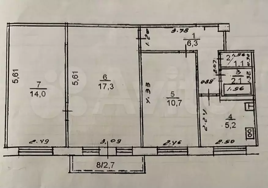 3-к. квартира, 58 м, 3/5 эт. - Фото 0