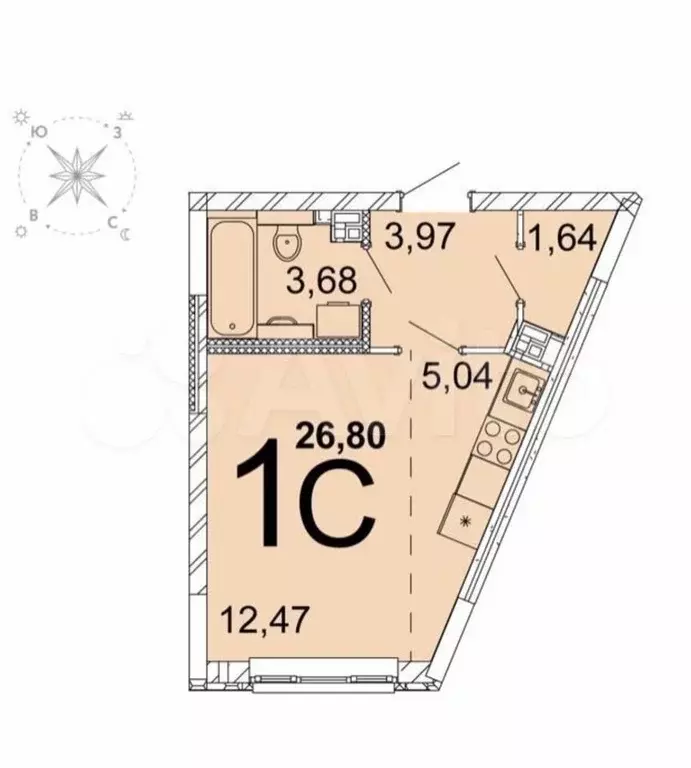 Квартира-студия, 27 м, 5/14 эт. - Фото 0