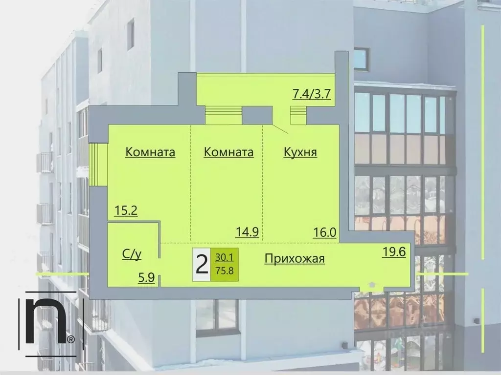 2-к кв. Курганская область, Курган Солнечный бул., 19 (75.8 м) - Фото 1