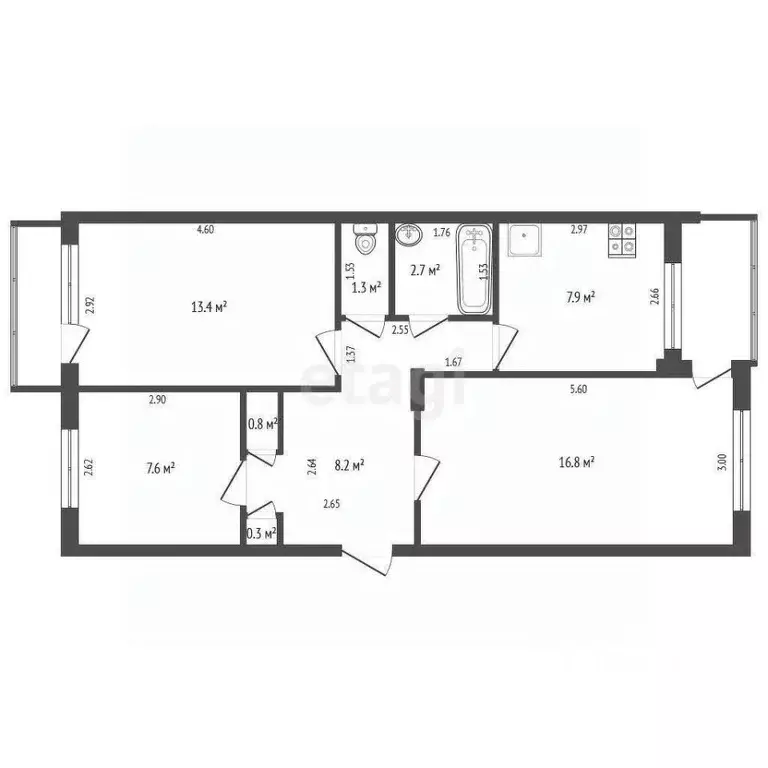 3-к кв. Кемеровская область, Юрга ул. Мира, 3А (59.0 м) - Фото 0