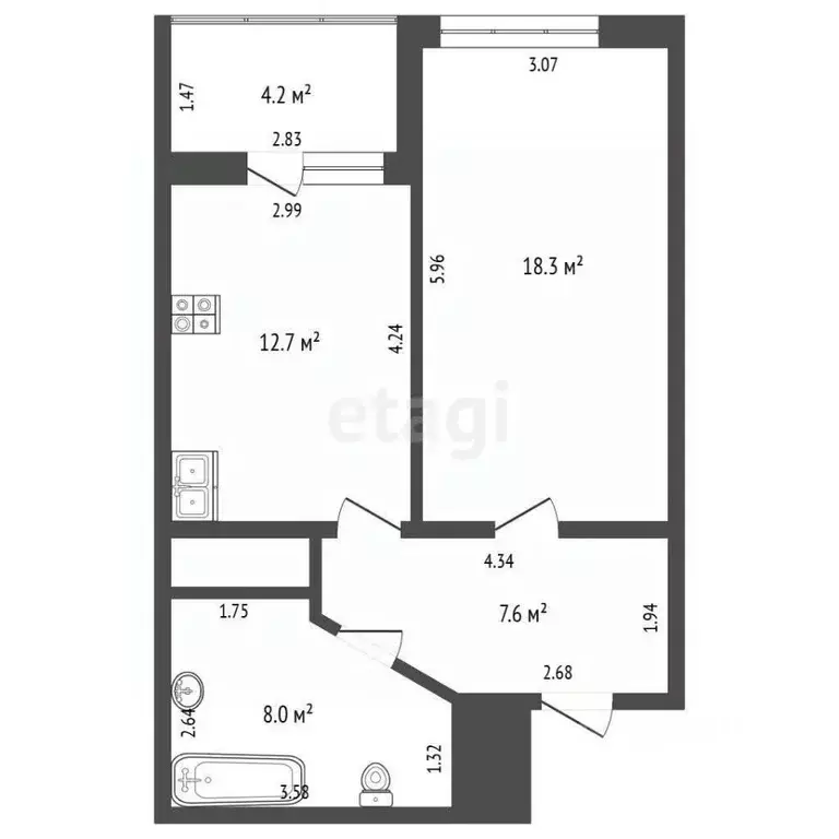 1-к кв. Крым, Ялта ул. Крупской, 52 (50.8 м) - Фото 2