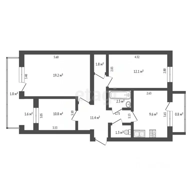 3-к кв. Крым, Феодосия ш. Симферопольское, 41 (72.9 м) - Фото 2