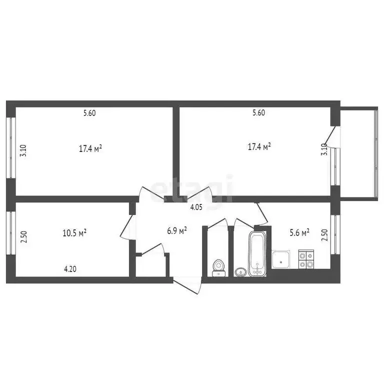 3-комнатная квартира: Архангельск, Штурманская улица, 2 (61.6 м) - Фото 1