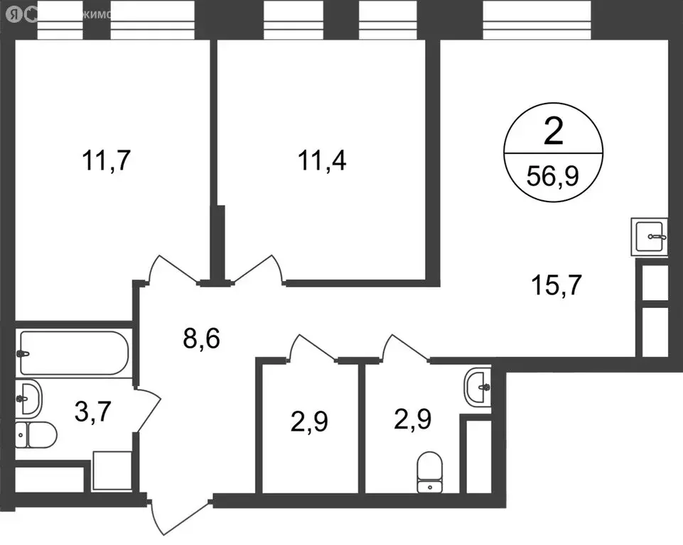 2-комнатная квартира: Московский, улица Никитина, 3к3 (56.9 м) - Фото 1