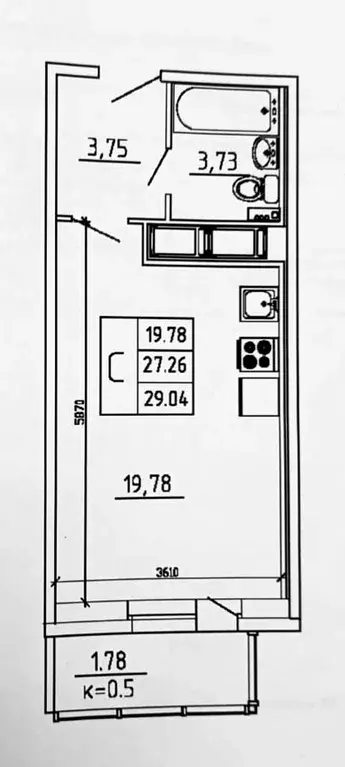 Продаётся квартира-студия, 27.26 м - Фото 1