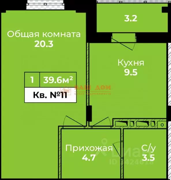 1-к кв. Тульская область, Тула городской округ, д. Харино ул. ... - Фото 2
