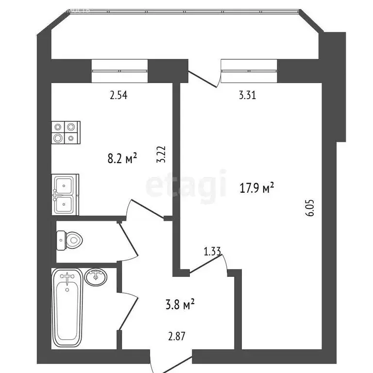 1-комнатная квартира: Дубна, проспект Боголюбова, 30 (34.3 м) - Фото 1