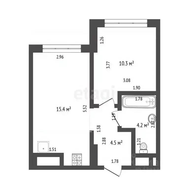 1-к кв. Тюменская область, Тюмень ул. Разведчика Кузнецова, 7 (34.4 м) - Фото 1