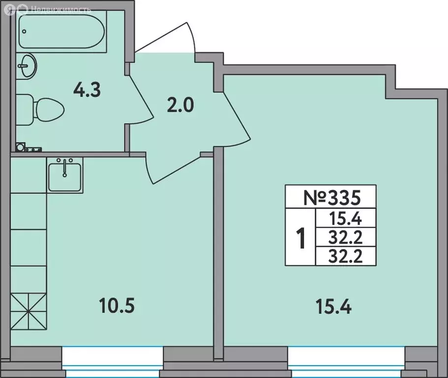 1-комнатная квартира: Новое Девяткино, Главная улица, 2 (32.2 м) - Фото 1