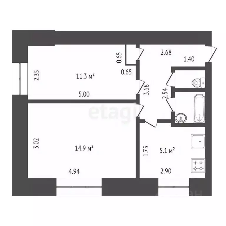 2-к кв. Липецкая область, Липецк ул. Космонавтов, 21 (45.0 м) - Фото 2