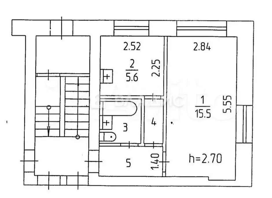 1-к. квартира, 29 м, 1/2 эт. - Фото 0