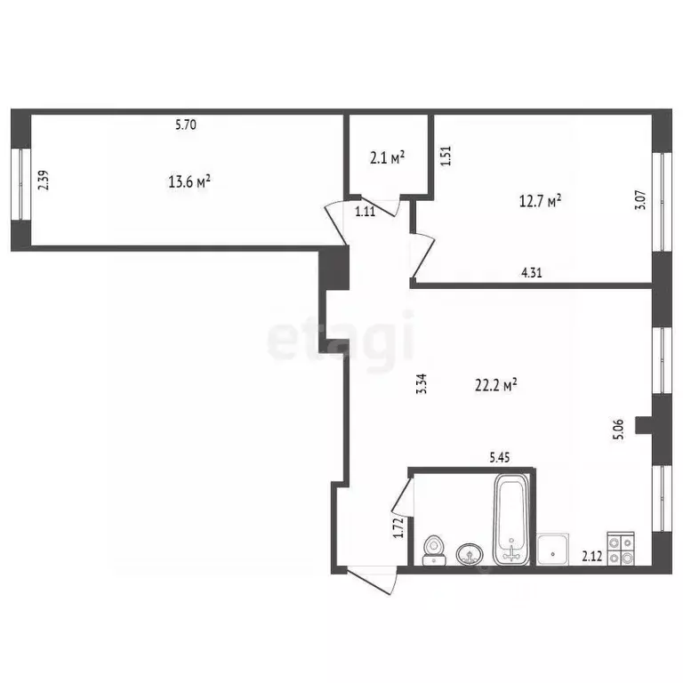 2-к кв. Калужская область, Калуга ул. Ленина, 37 (58.0 м) - Фото 2