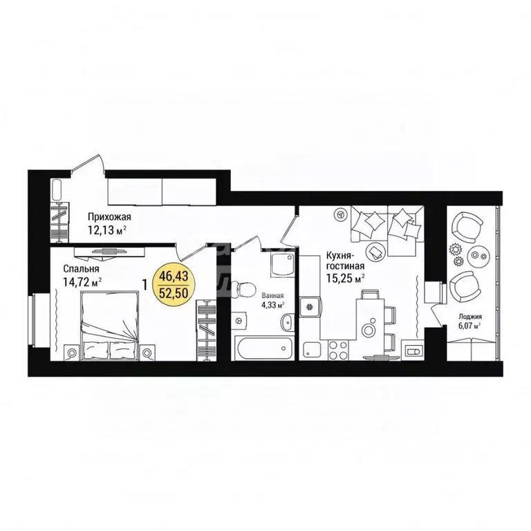 1-к кв. Марий Эл, Йошкар-Ола городской округ, с. Семеновка ул. ... - Фото 2