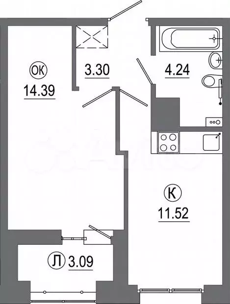 1-к. квартира, 36,5м, 5/16эт. - Фото 0