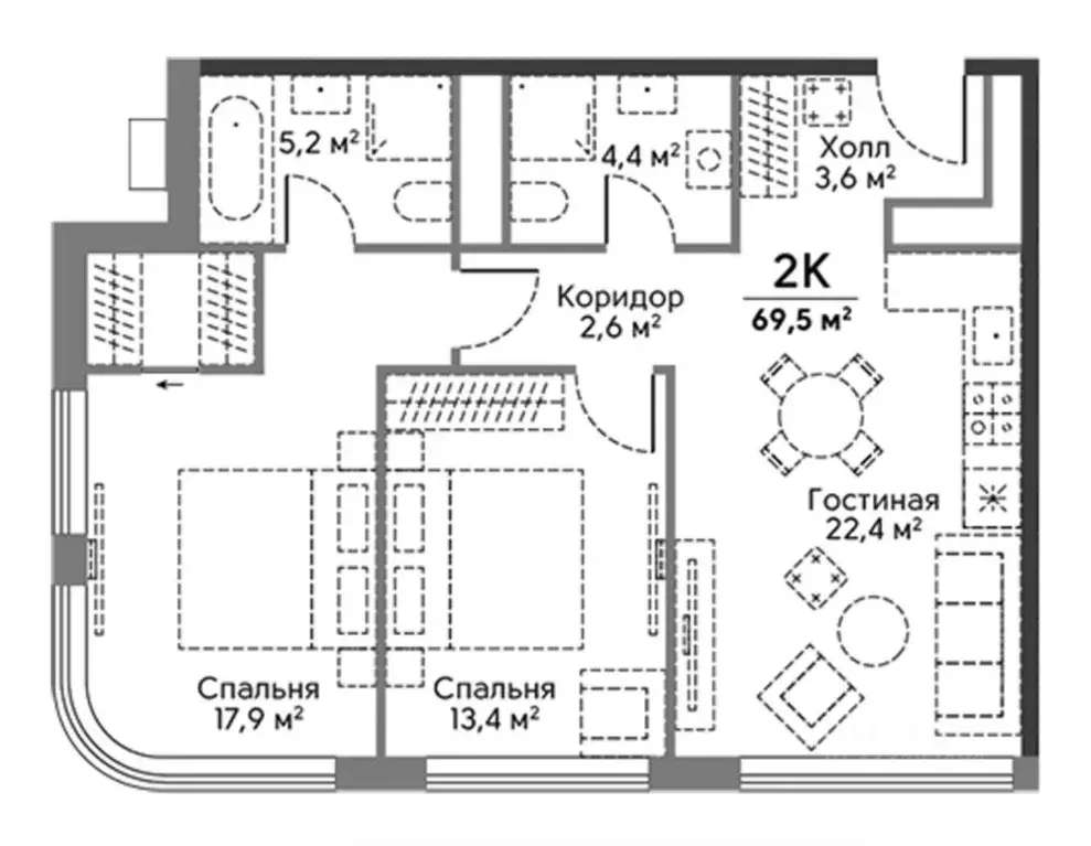 3-к кв. Москва Мосфильмовская ул., 100 (69.5 м) - Фото 2