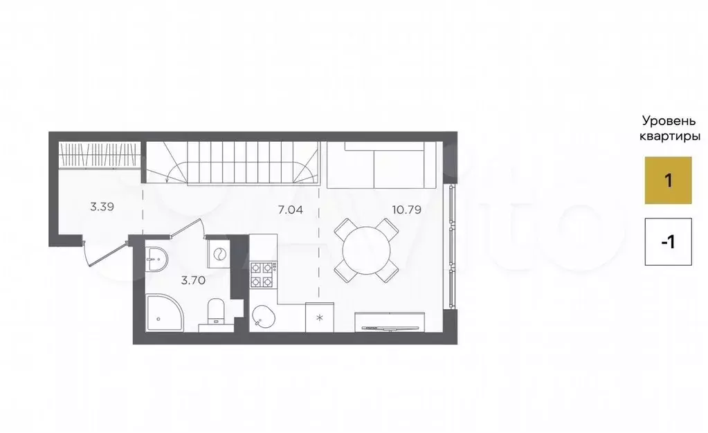 1-к. квартира, 48 м, 1/4 эт. - Фото 1