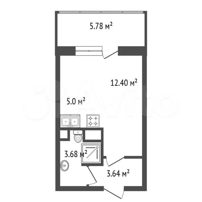 Квартира-студия, 24,7 м, 10/13 эт. - Фото 0