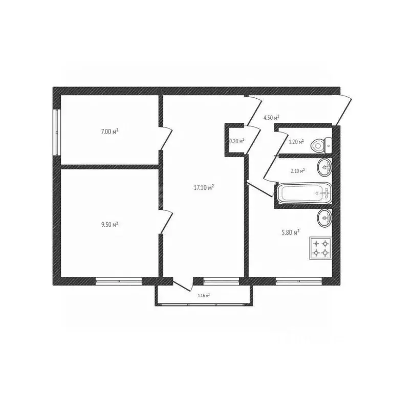 3-к кв. Брянская область, Брянск Донбасская ул., 57А (47.7 м) - Фото 2