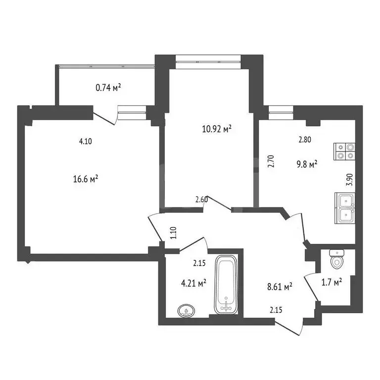 2-комнатная квартира: Севастополь, улица Колобова, 21В (51.6 м) - Фото 1