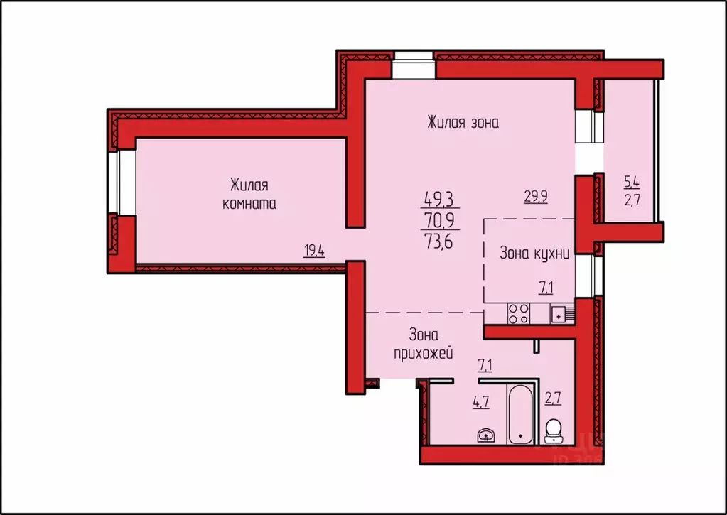 3-к кв. Амурская область, Благовещенск Высокая ул., 33 (73.6 м) - Фото 1