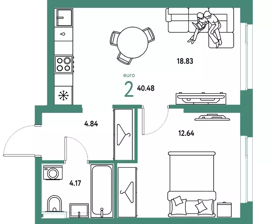2-к кв. Свердловская область, Екатеринбург ул. Шефская, 28А (40.48 м) - Фото 1