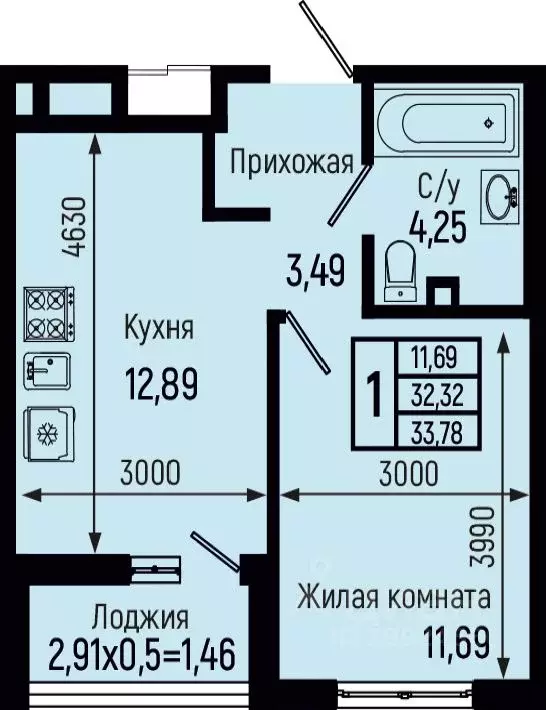 1-к кв. Краснодарский край, Туапсинский муниципальный округ, с. Небуг ... - Фото 0