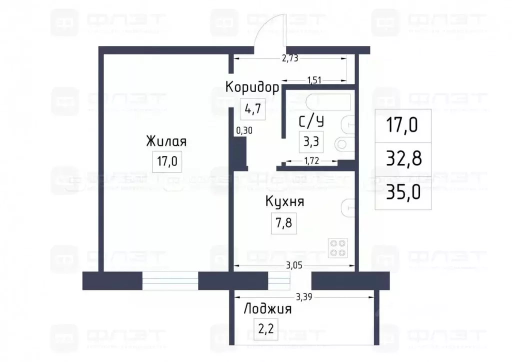 1-к кв. Татарстан, Казань ул. Хайдара Бигичева, 17 (32.8 м) - Фото 1