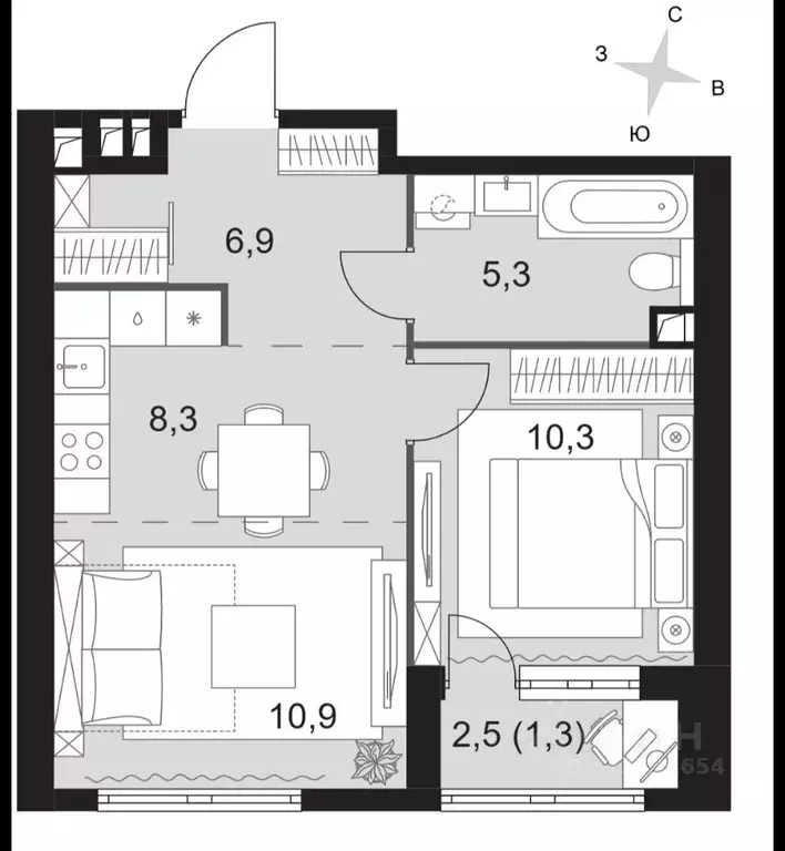 2-к кв. Москва ул. Академика Волгина, 2 (43.0 м) - Фото 2