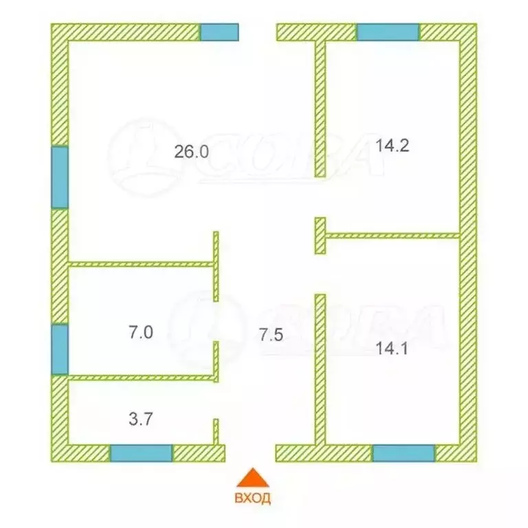 Дом в Тюменский муниципальный округ, деревня Якуши (75 м) - Фото 1